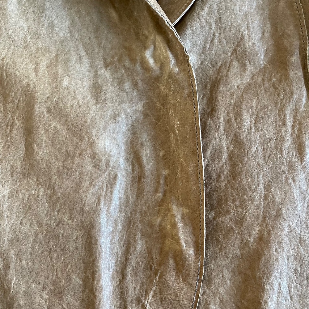 HELMUT LANG Leather Asymmetrical Beige Jacket Size Small - Picture 7 of 12